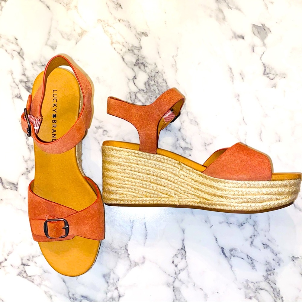 Lucky Brand Naveah Suede Espadrille Wedges